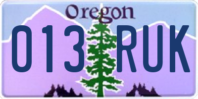 OR license plate 013RUK