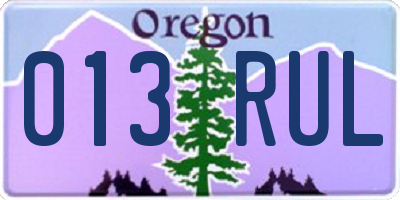 OR license plate 013RUL