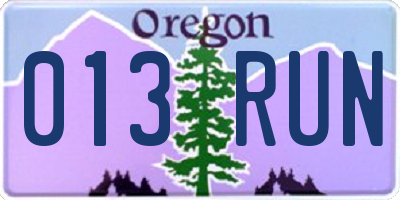 OR license plate 013RUN