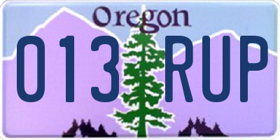 OR license plate 013RUP