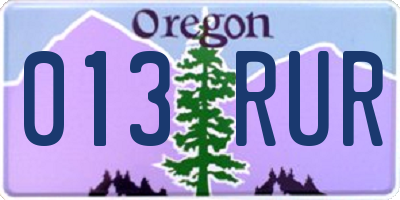 OR license plate 013RUR