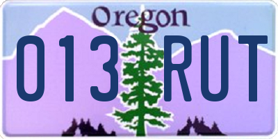 OR license plate 013RUT