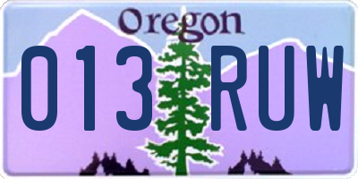 OR license plate 013RUW