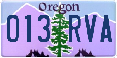 OR license plate 013RVA