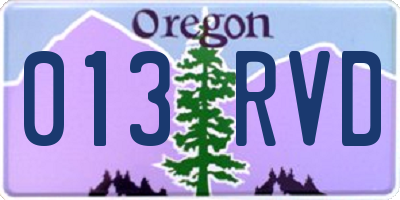 OR license plate 013RVD