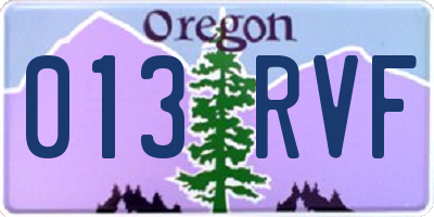 OR license plate 013RVF