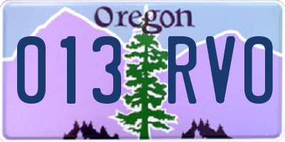 OR license plate 013RVO