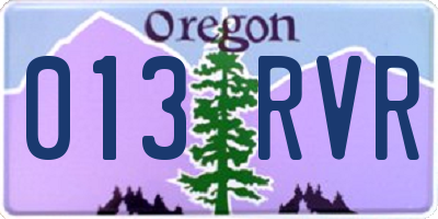 OR license plate 013RVR
