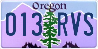 OR license plate 013RVS