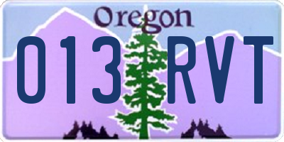 OR license plate 013RVT