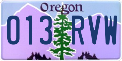 OR license plate 013RVW