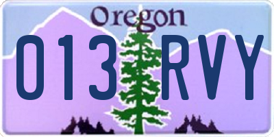 OR license plate 013RVY