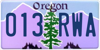 OR license plate 013RWA