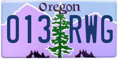 OR license plate 013RWG