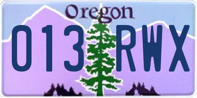 OR license plate 013RWX