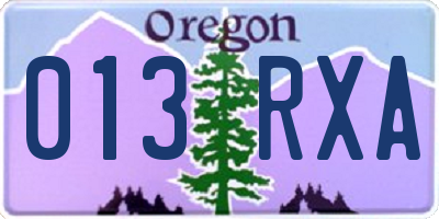 OR license plate 013RXA