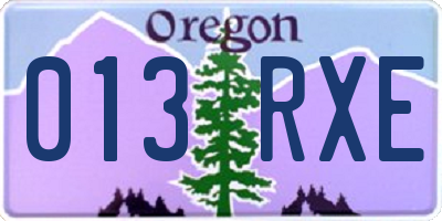 OR license plate 013RXE