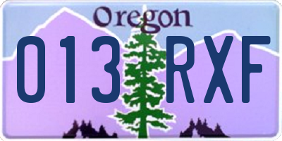 OR license plate 013RXF