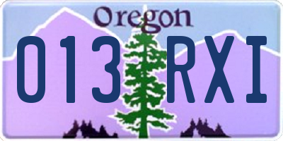 OR license plate 013RXI