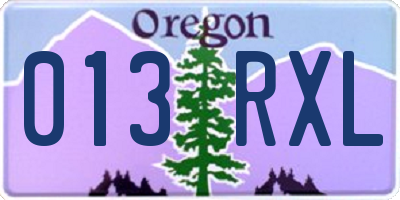 OR license plate 013RXL
