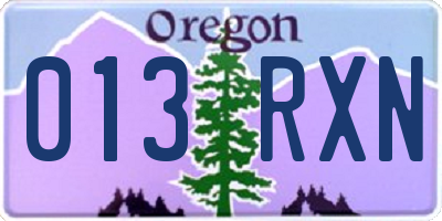 OR license plate 013RXN