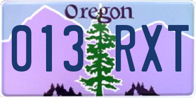 OR license plate 013RXT