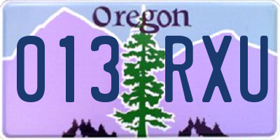 OR license plate 013RXU