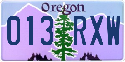 OR license plate 013RXW