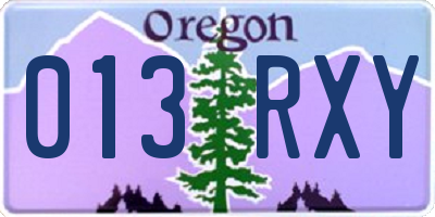 OR license plate 013RXY
