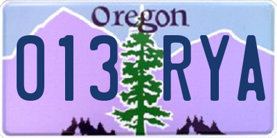 OR license plate 013RYA