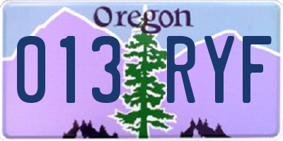 OR license plate 013RYF