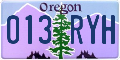 OR license plate 013RYH