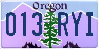 OR license plate 013RYI