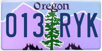 OR license plate 013RYK