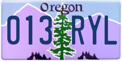 OR license plate 013RYL