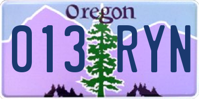 OR license plate 013RYN