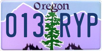 OR license plate 013RYP