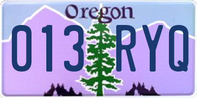 OR license plate 013RYQ