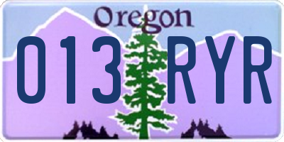 OR license plate 013RYR