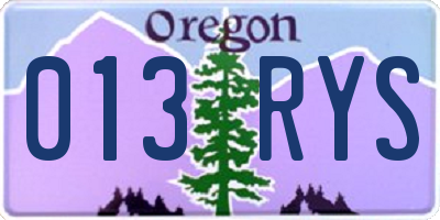 OR license plate 013RYS