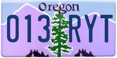 OR license plate 013RYT