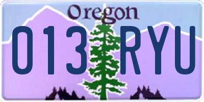 OR license plate 013RYU