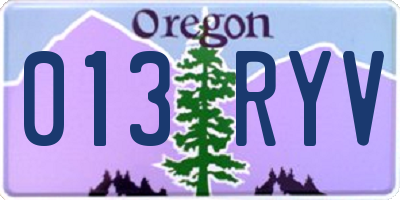 OR license plate 013RYV