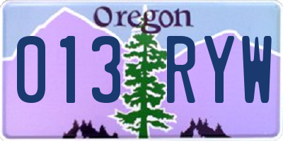 OR license plate 013RYW