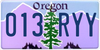 OR license plate 013RYY