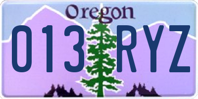OR license plate 013RYZ