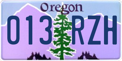 OR license plate 013RZH