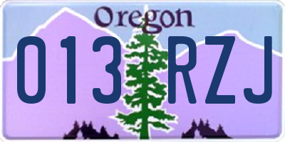 OR license plate 013RZJ