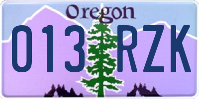 OR license plate 013RZK