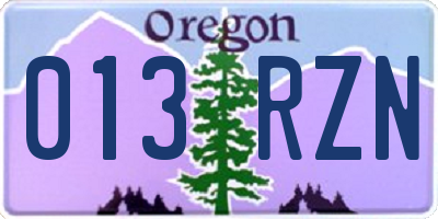 OR license plate 013RZN